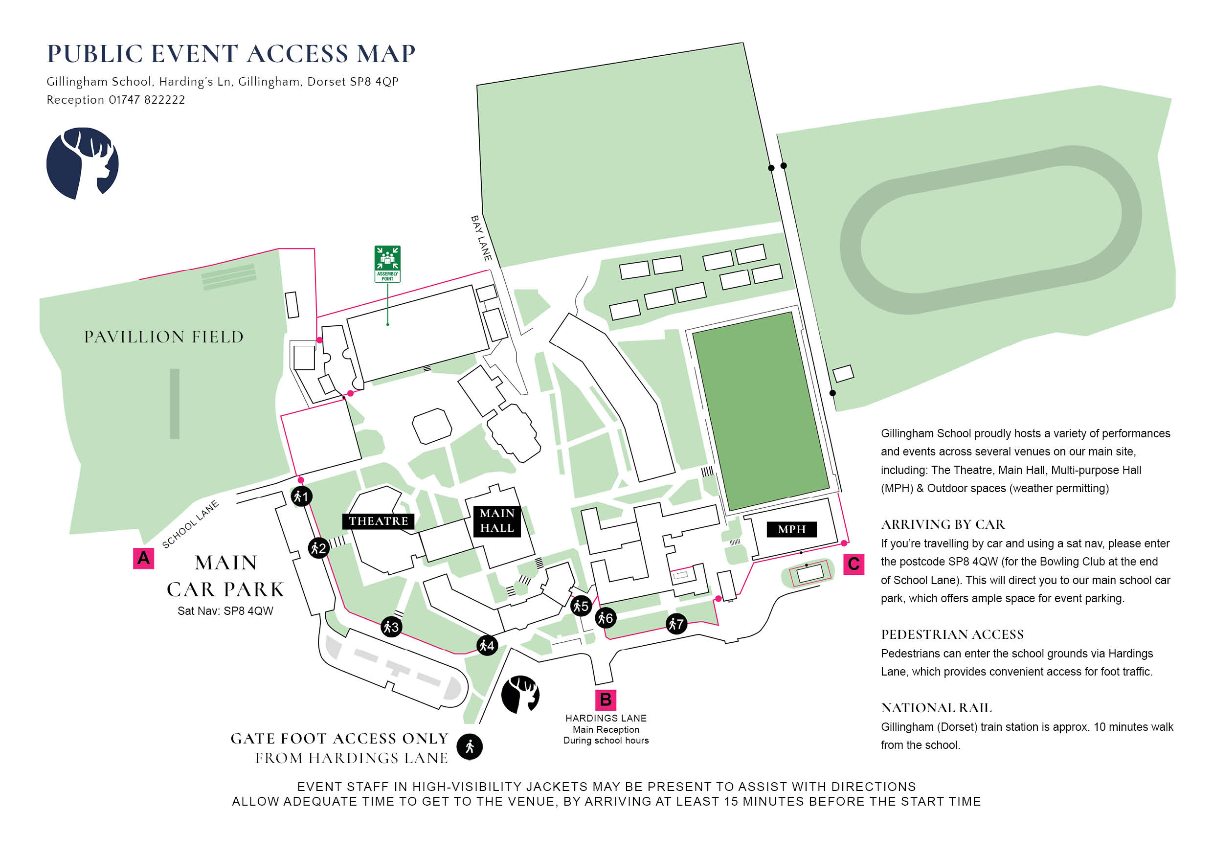 Gillingham School Dorset Public Event Access Map